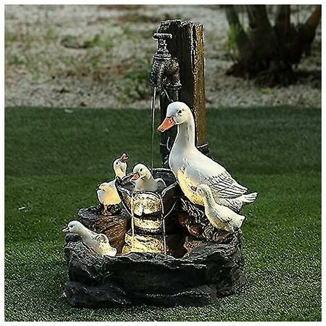 Estatua de resina de fuente de agua de pato ardilla, escultura de agua a presión para decoración de jardín