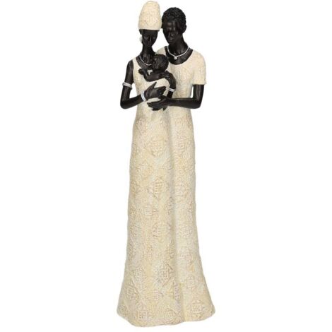 Estatua de resina mujer africana con niño 13,5x8,5h34 cm