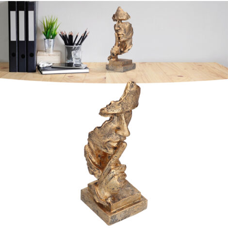 Estatua de resina “Silencio” BL547 – Figura decorativa única para oficina o sala de estar con pies antideslizantes – Dimensiones: 26,5 x 10 x 9 cm, Peso: 515–539 g
