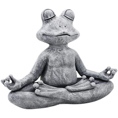 Estatua decorativa de meditación de yoga, forma de rana, 13/6/12 cm, creativa, de resina, gris