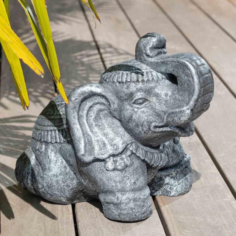 

Wanda Collection - Estatua elefante sentado 40 cm gris envejecido