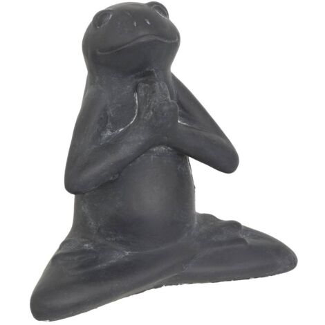 Estatua rana de exterior Lia gris H18cm en cemento - Atmosphera créateur d'intérieur