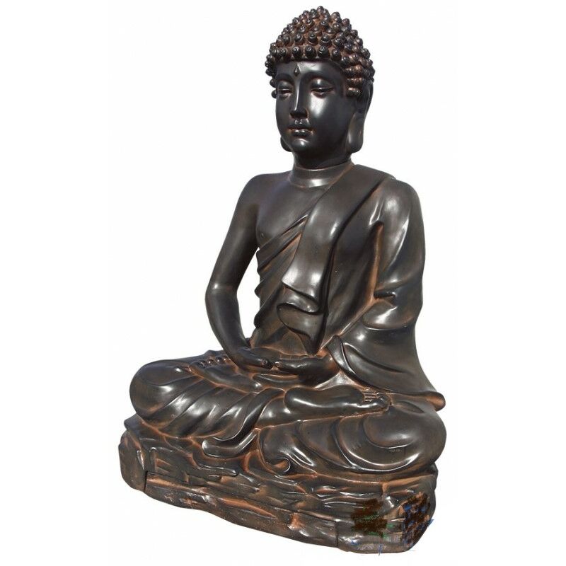 Anaparra - Estatue Bouddha CACERES 100x142cm. Pierre reconstituée Couleur Oxyde