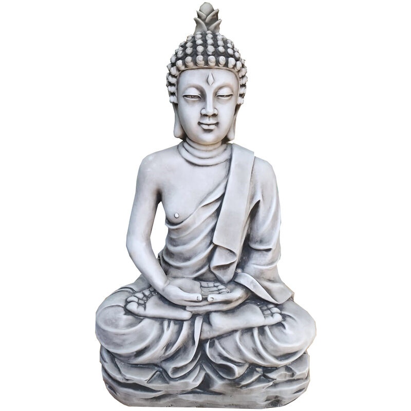 Anaparra - Estatue Bouddha soleil 100cm. Pierre reconstituée Couleur Blanc