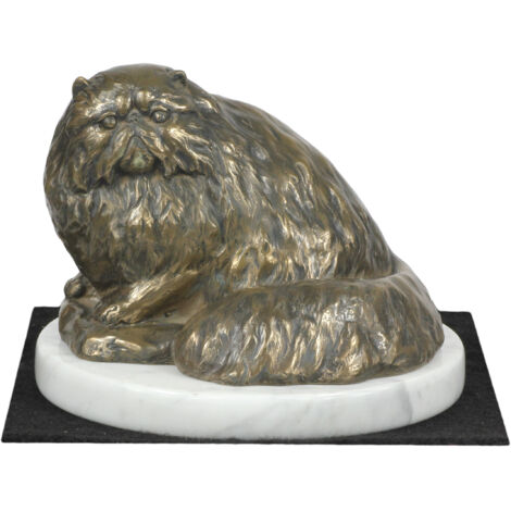 Estatuilla de gato persa, figura de mármol blanco, trofeo para exposición de perros de Art-Dog
