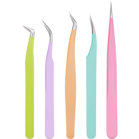 Este kit de 5 pinzas para extensiones de pestañas es adecuado para entusiastas de las extensiones de pestañas, chicas jóvenes, mujeres y principiantes.
