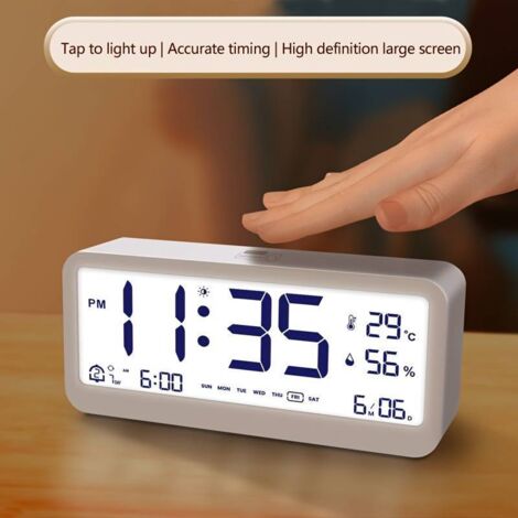 Este reloj digital multifuncional es un reloj de escritorio silencioso con función de retroiluminación automática, adecuado para personas con problemas de sueño.