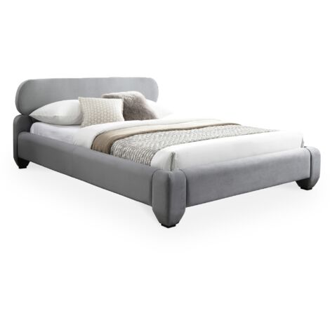 ESTELLE - Lit double en velours gris 160x200 cm