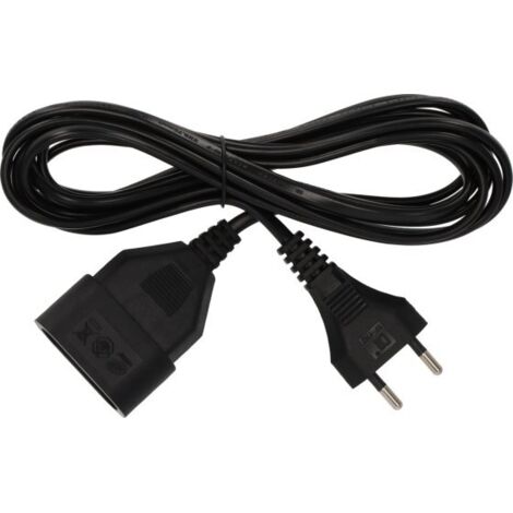 Estensione elettrica prolungatore con presa piatta - IP20 NERO - 5m - H03VVH2-F 2X0,75