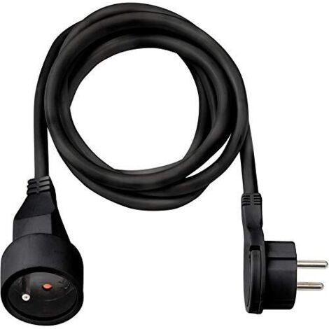 Estensione elettrica prolungatore con spina piatta - IP20 NERO - 2m - H05VV-F 3G1,5