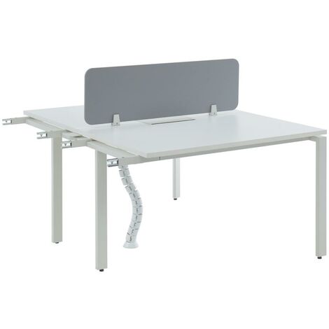 Estensione per scrivania bench per 2 persone Con divisorio L120 cm Bianco - DOWNTOWN - Bianco