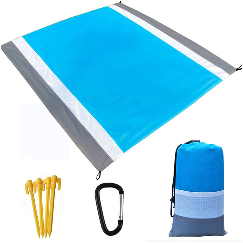 

Estera de camping ultraligera resistente al agua, con bolsa de almacenamiento, estera de playa sin arena,Gris azul