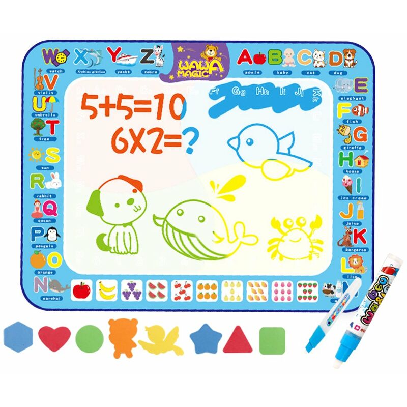 

Estera de dibujo de agua con 2 boligrafos y 8 bloques de EVA de gran tamano 39.4 * 29.5 pulgadas Estera magica de dibujo de agua juguetes educativos