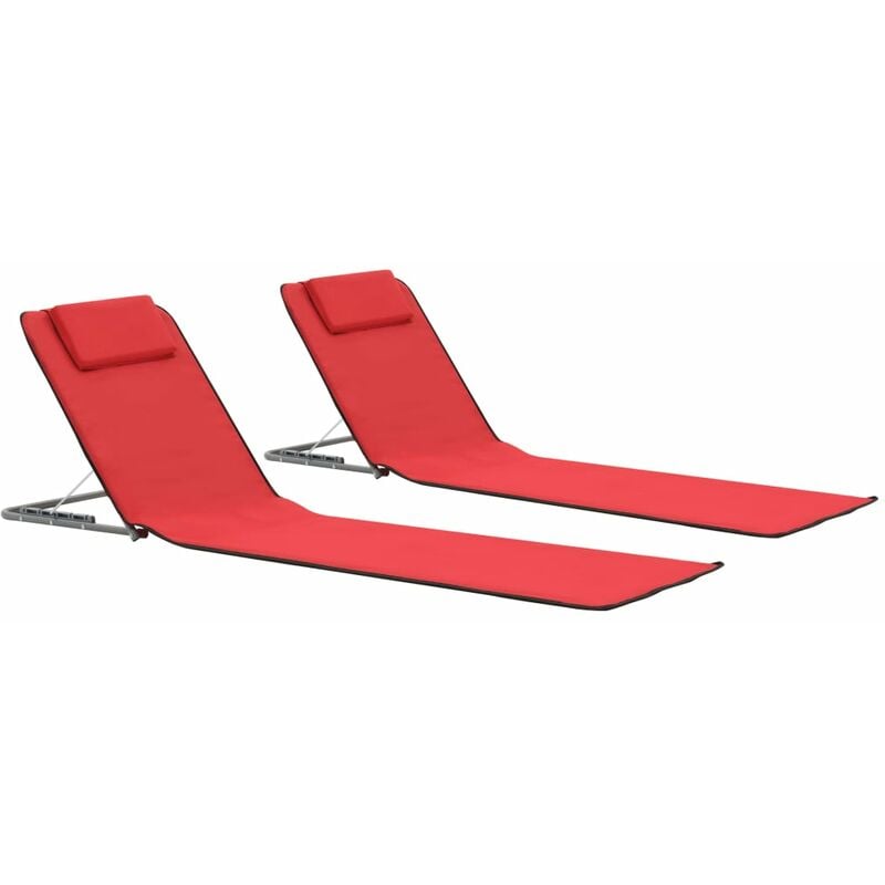 

Estera de playa plegable 2 unidade acero y tela rojo