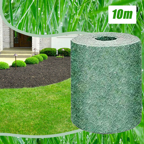 Estera de semilla de hierba biodegradable Estera de paja Fertilizante Jardín Picnic Césped Patio Trasero Plantación Cultivo Sin semilla, Green-10m