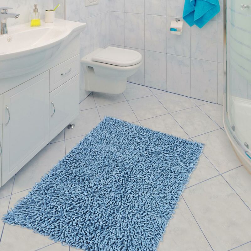 

Alfombra de baño de espaguetis de algodón azul - Orange