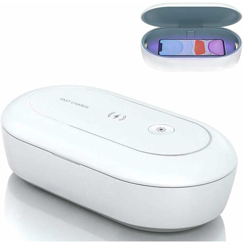 

Esterilizador de luz UV con cargador inalámbrico, dispositivo de desinfección UV-C de 10 W, caja limpia con difusor de aroma
