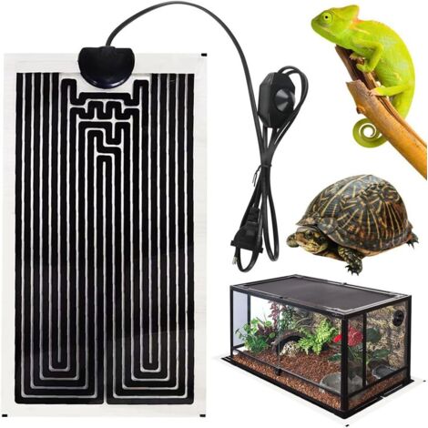Esterilla calefactora para reptiles, 14 W, ajustable, con control de temperatura, para terrarios de reptiles, tortugas, serpientes, lagartos y geckos (28 x 15 cm)