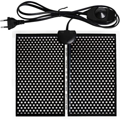 Esterilla calefactora para terrarios, 15 x 14 cm, para reptiles, impermeable, temperatura ajustable (0-35 grados), enchufe europeo (5 W, 220 V-240 V)