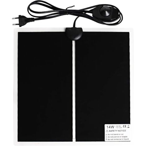 Esterilla calefactora para terrarios, 15 x 14 cm, para reptiles, temperatura ajustable, enchufe europeo (5 W, 220 V-240 V)