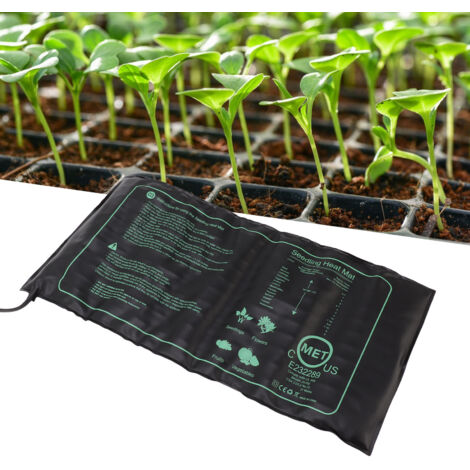 Esterilla de germinación hidropónica – Esterilla calefactora impermeable con enchufe europeo de 220 V – PVC/algodón 25 x 52,5 cm – Kit de inicio plug-and-play para el cultivo de plantas de interior