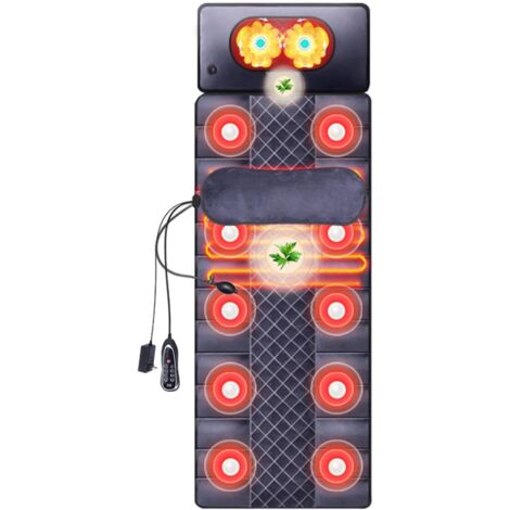 Esterilla de masaje corporal completo con calor - Masajeador Shiatsu para cuello y espalda, esterilla de masaje eléctrica de tracción lumbar con cojín inflable, 9 modos de masaje y vibración.