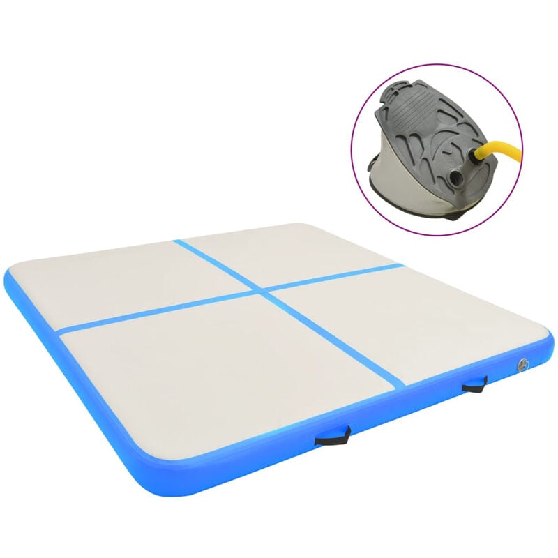 

Esterilla inflable de gimnasia con bomba PVC azul 200x200x10 cm