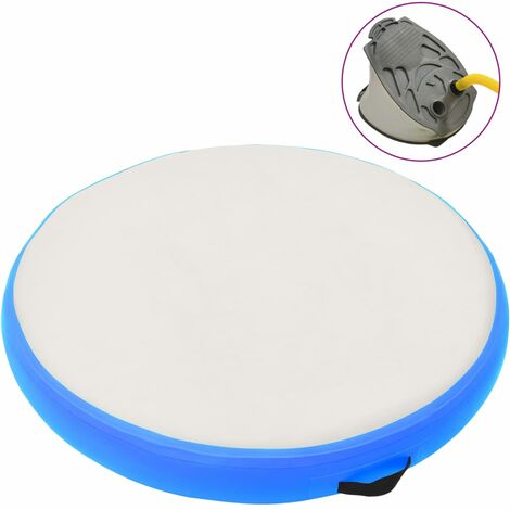 Esterilla inflable de gimnasia y bomba PVC azul 100x100x10 cm