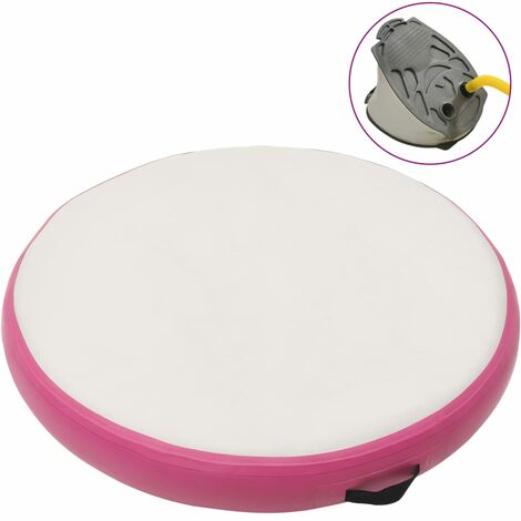 Esterilla inflable de gimnasia y bomba PVC rosa 100x100x20 cm