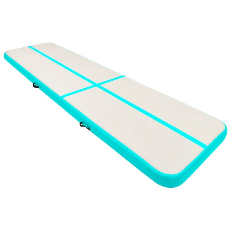 

vidaXL Esterilla inflable de gimnasia y bomba PVC verde 600x100x15 cm - Verde