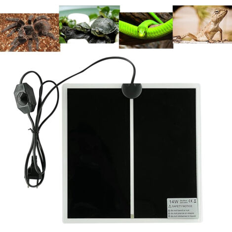 Esterilla térmica para reptiles de 14 W, esterilla térmica para terrarios con temperatura ajustable, calentador de acuario para reptiles, serpientes, lagartos, gecos, arañas y orugas (28 x 28 cm)