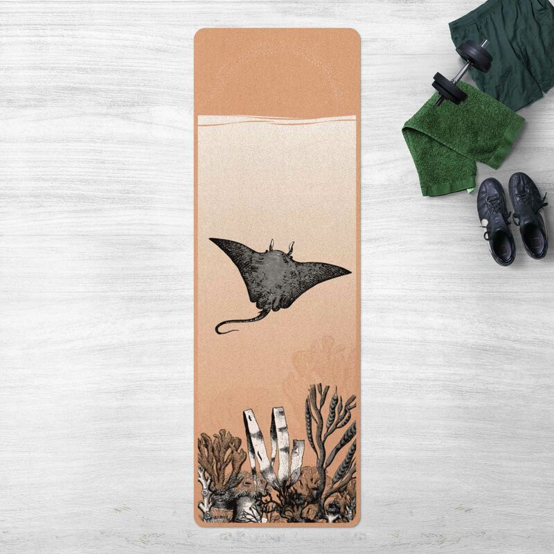 

Esterilla yoga - Illusion Of The Ocean Manta Ray Dimensión LxA: 61cm x 183cm