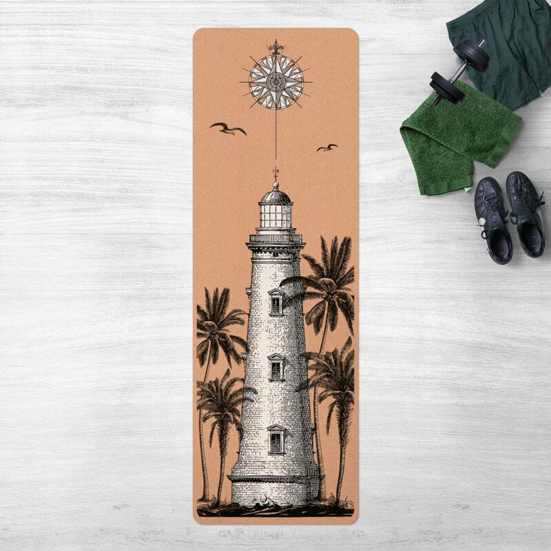 

Esterilla yoga - Nautic Light House With Compass Rose Dimensión LxA: 61cm x 183cm