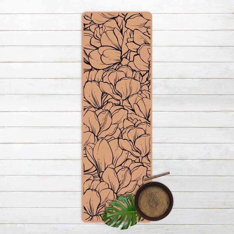 

Esterilla yoga - Sea Of Magnolia Blossoms Black And White Dimensión LxA: 61cm x 183cm