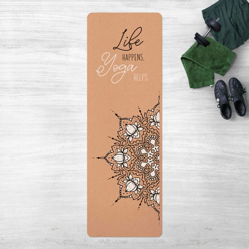 

Esterilla yoga - Text Life Happens Yoga Helps Dimensión LxA: 61cm x 183cm