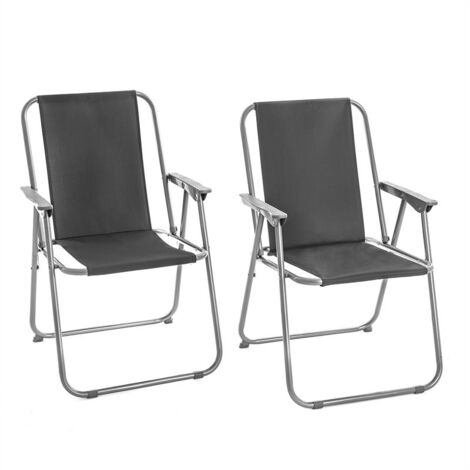 Estexo – Chaise de camping pliable lot de 2 – Ultra légère 75 cm – Structure en acier – Assise 38 cm en polyester – Pour festivals et plage