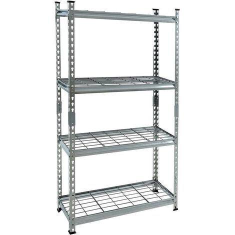 Estexo – Etagère emboîtable charges lourdes 150 x 75 x 30 cm – 4 tablettes grillagées – Charge max 700 kg – Montage sans outil