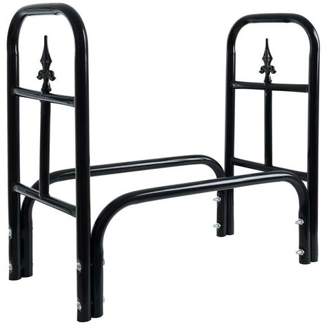 Estexo – Étagère pour bois de chauffage – Métal laqué noir – Dimensions 58,4 x 30,5 x 58,4 cm – Pour empilage optimal et circulation d'air