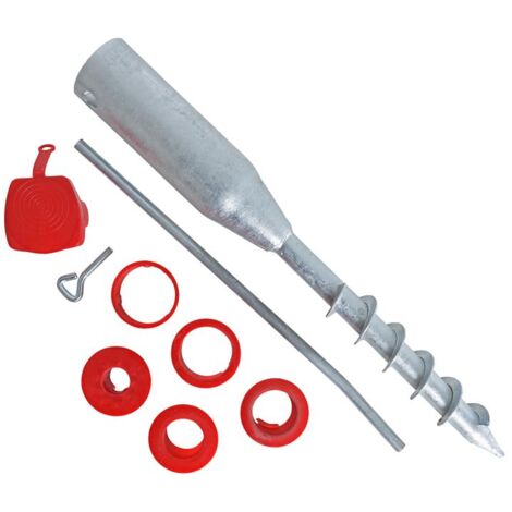 Estexo – Piquet de parasol à visser en métal galvanisé – Longueur 57 cm – Diamètre intérieur 68 mm – Adaptateurs pour tubes 25 à 58 mm