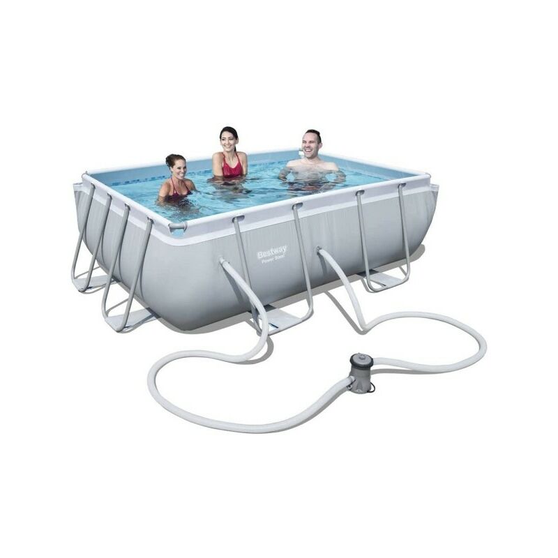 Trade Shop Traesio - Piscina Sobre Suelo Rectangular Power Steel 282X196X84Cm Bomba De Filtro 56629