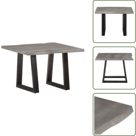 Estilo industrial - vidaXL Mesa de centro borde natural madera maciza acacia 60x60x40 cm - Mesa de madera