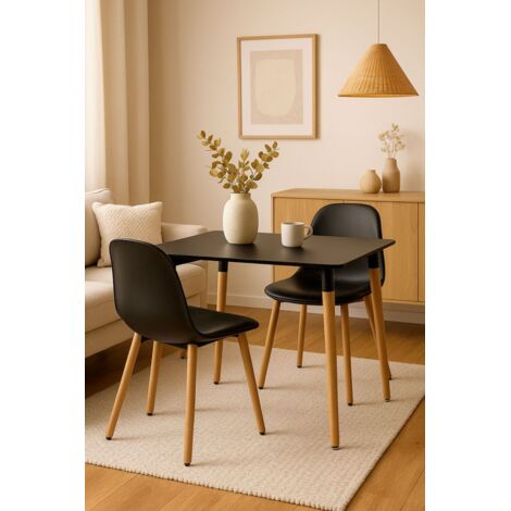 Estilo Nórdico - Mesa Tower Cuadrada 80 cm - Negro