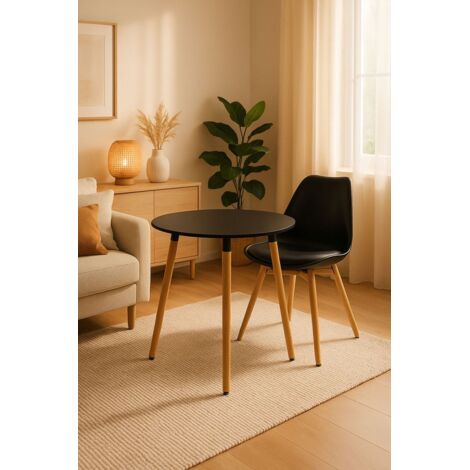 Estilo Nórdico - Mesa Tower Redonda 80 cm - Negro