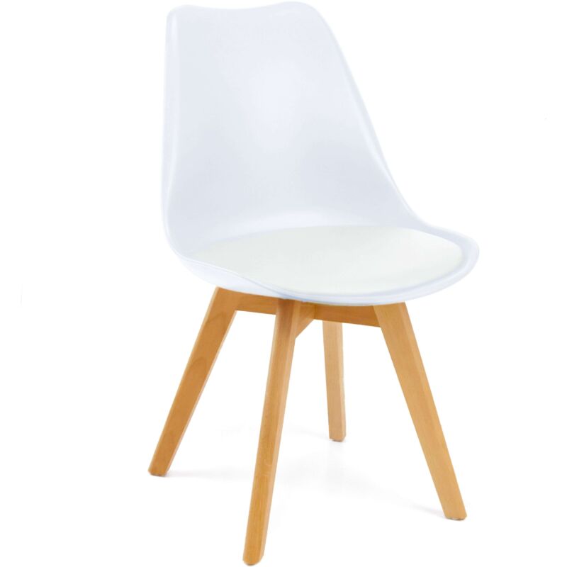 

Sillas Estilo nórdico salón Comedor Color Blanco y Patas Madera Maciza Haya - PACK 2 SILLAS