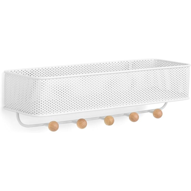 Estique Tableau à clés avec porte-courrier multifonction Organiseur mural avec 5 crochets, Blanc