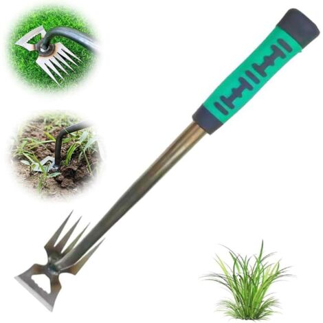 Estirpa Erbacce Manuale da Giardino a, in Acciaio al Manganese Resistente - Strumento per Rimozione Radici con Impugnatura Ergonomica,(5 Denti)