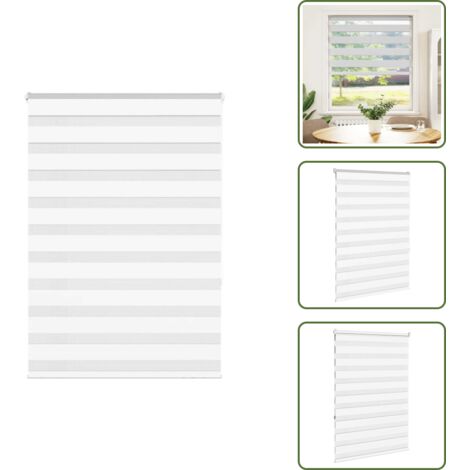 Estor blanco - vidaXL Estor cebra blanco 105x150 cm tejido ancho 100,9 cm poliéster - Persiana de cebra