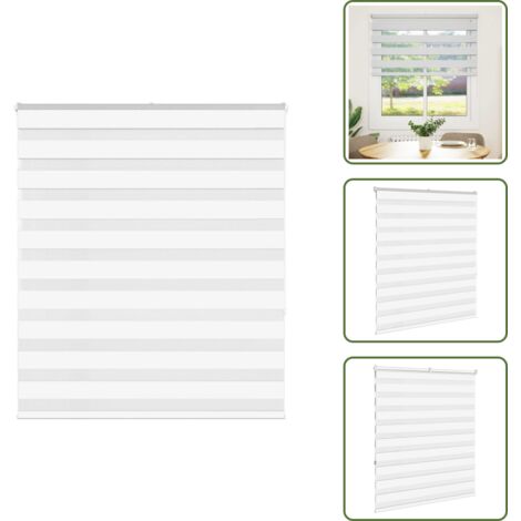 Estor blanco - vidaXL Estor cebra blanco 120x150 cm tejido ancho 115,9 cm poliéster - Persiana de cebra