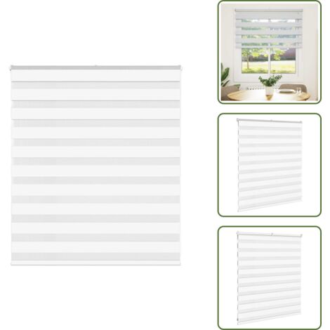 Estor blanco - vidaXL Estor cebra blanco 135x100 cm tejido ancho 130,9 cm poliéster - Persiana de cebra