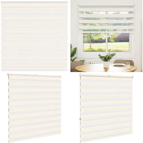Estor cebra beige mármol tejido ancho 135,9 cm poliéster - Estor cebra - Estor de madera